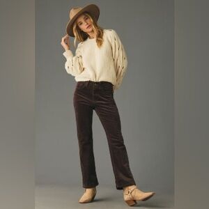 Pilcro Yaya Mid Rise Crop Flare Corduroy Jeans in Brown 30